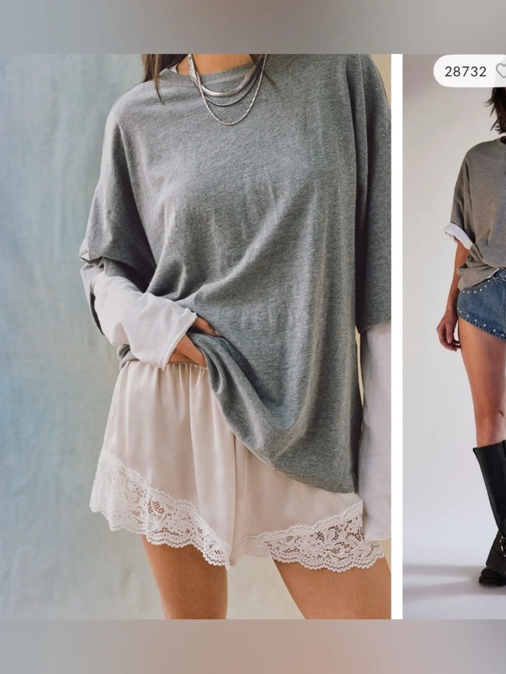 NWOT Free People We The Free Perfect Oversized Tee - Heather Grey - Large - Picture 3 of 11